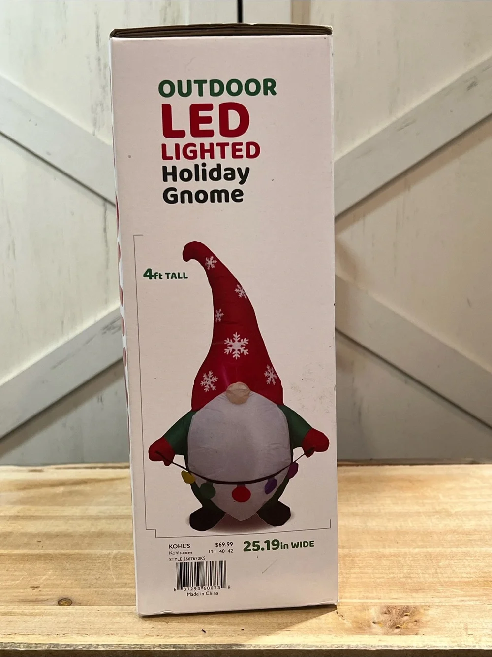 4ft Inflatable Christmas Gnome Outdoor LED Lighted Holiday Yard Decoration NIB